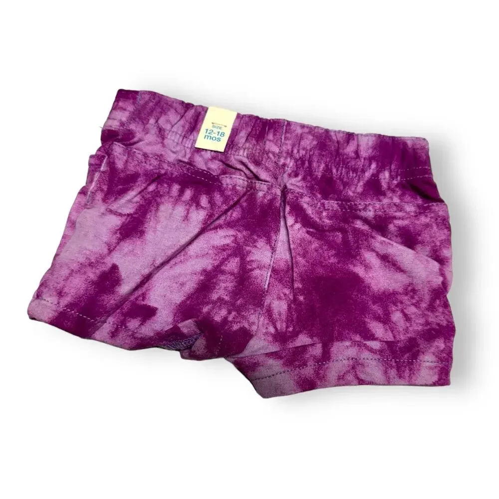 The Children's Place Girls Shorts Sz 12-18 Mo Purple Lavender Tie Dye Knit Look
